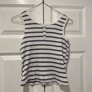 Navy and white striped tank top